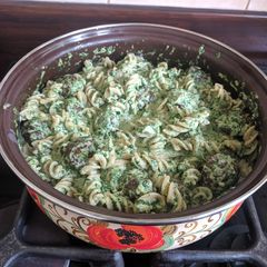 A picture of Spinach and Meatballs pasta.