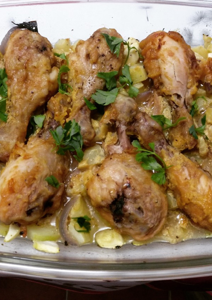 Una foto de Muslitos al horno con mostaza y miel