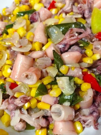 Cara Sederhana Menyiapkan Resep  Cumi asin dan jagung manis yang Enak Banget, Sempurna