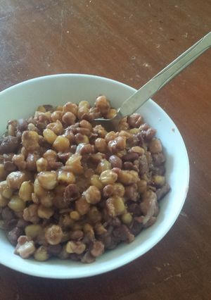 A picture of Dry Githeri (beans and corn).