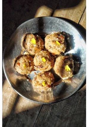 A picture of Churma ladoo (leftover roti churma).