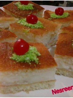 صورة لوصفة البسبوسة بالقشطة