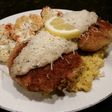 Brad's stuffed salmon cakes with lemon basil bechamel sauce