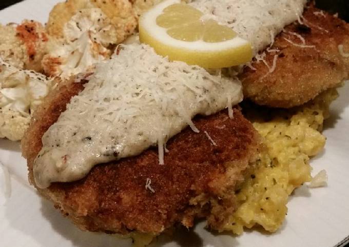 Recipe of Speedy Brad&#39;s stuffed salmon cakes with lemon basil bechamel sauce