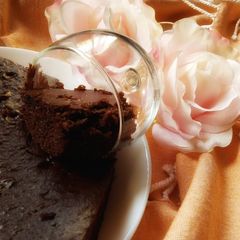A picture of Glass scooped Brownie(eggless)#recipemarathon#lovedish.