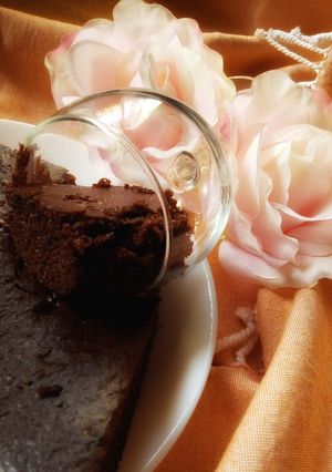 A picture of Glass scooped Brownie(eggless)#recipemarathon#lovedish.