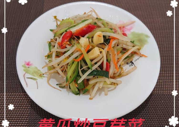 黄瓜炒豆芽菜(簡單料理)