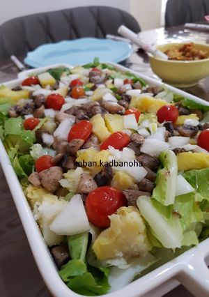 عکسی از دستور سالاد قارچ و سیب زمینی