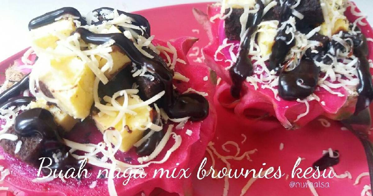 Resep Buah naga mix brownies kesu oleh Nuraalsa - Cookpad