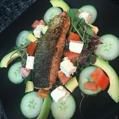 A picture of Healthy Spicy Seared Salmon & Salad.