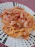 Espaguetis con camarones al ajillo