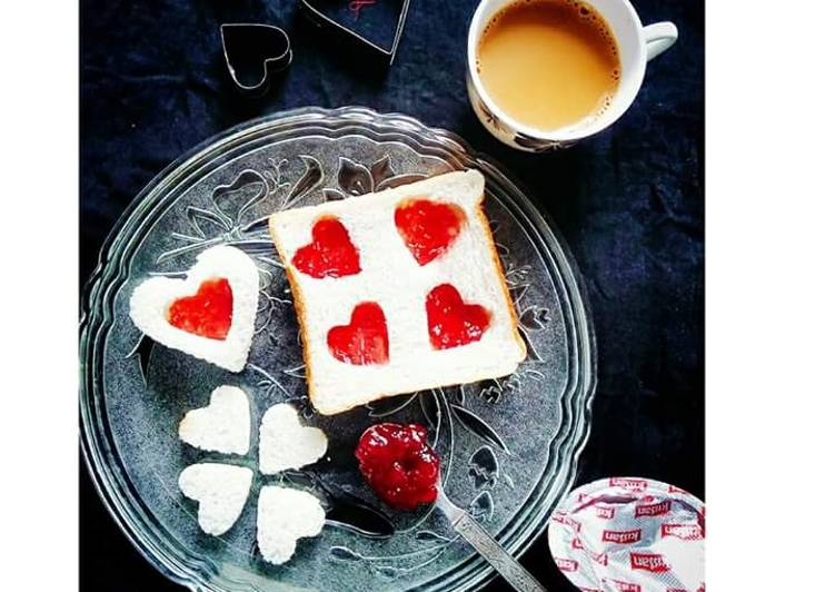 Step-by-Step Guide to Make Speedy #Less than 5 ingredients Heart Jam Sandwich
