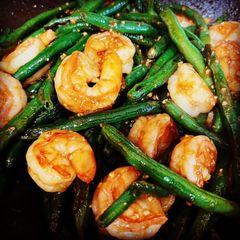 A picture of Stir-Fried Green Beans with Shrimp.