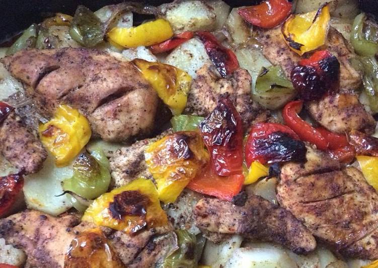 طريقة عمل صينيه بطاطا ودجاج بالفرن