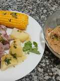 Mis mejores costillas con papas y piñas de maiz con su mojo y gofio!!
