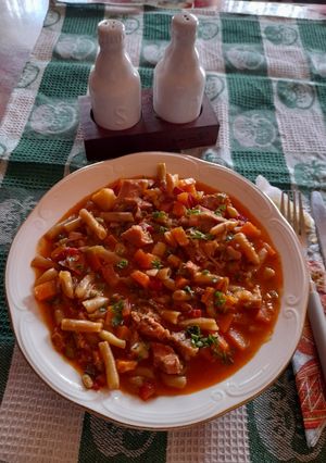 O poză a rețetei Fasole verde scăzută cu jambon de casa.