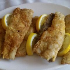 A picture of Fried hake fillet.