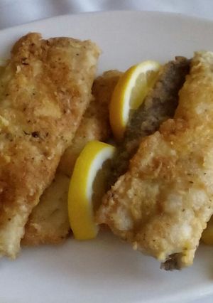 A picture of Fried hake fillet.