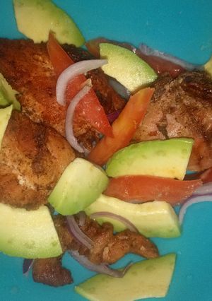 A picture of Lazy chicken breast salad.