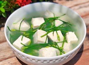 Hình của món Canh Bông Hẹ Đậu Hũ (Món Chay).