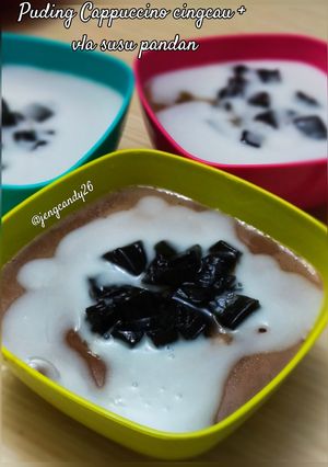 Foto resep 212.Puding Cappuccino cingcau vla susu pandan