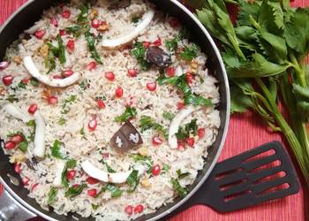 Easiest Way to Recipe Perfect Tender coconut and pomegranate cheesy pulao