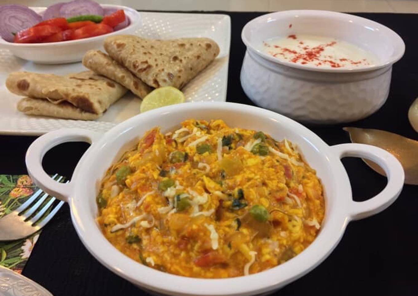 Paneer Bhurjee in restaurant style A delightful North Indian, grated paneer preparation love by al