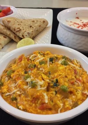 A picture of Paneer Bhurjee in restaurant styleA delightful North Indian, grated paneer preparation love by al.