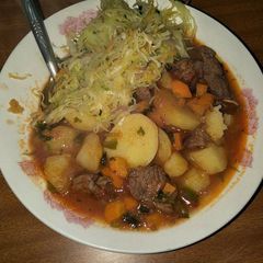 A picture of Beef Stew with potatoes.