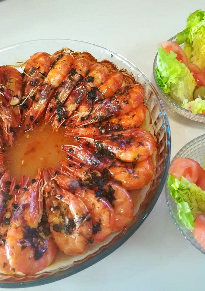 Una foto de Langostinos al horno