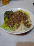 Sayur siram tumis daging cincang