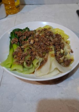 Foto resep Sayur siram tumis daging cincang