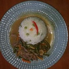 A picture of Chinese sauce and rice.