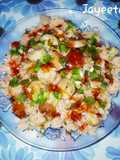 Chicken Sausage Rice with burnt Garlic and Chilli Oregano Sauce