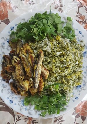 عکسی از دستور شوید پلو با ماهی سرخ شده
