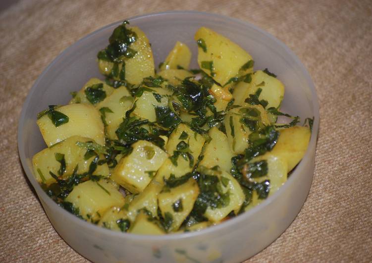Aloo(potato) Methi(fenugreek leaves)