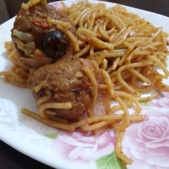 A picture of Kofta Spaghetti 🍝🍝🍝.