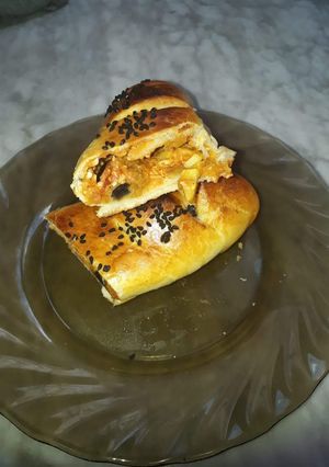 صورة لوصفة خبز محشي بعجينة هشة وروعة 😍😋