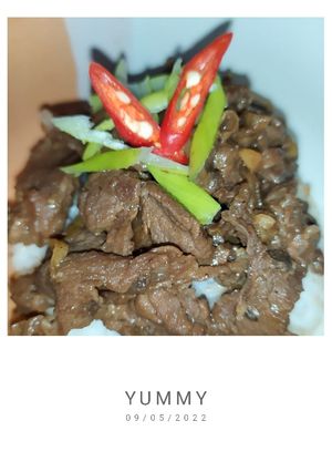 Foto resep Beef slice teriyaki mushroom black paper