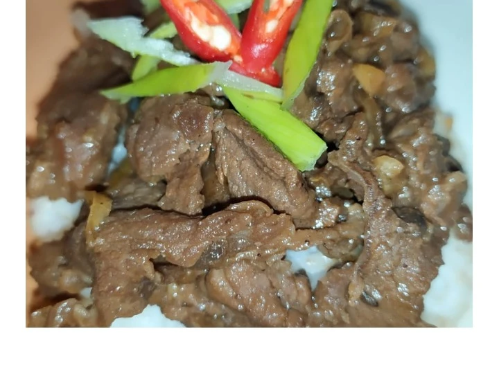 Cara Mudah Membuat Resep Beef slice teriyaki mushroom black paper yang Enak Banget