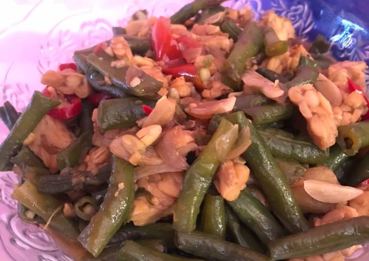 Tumis Kacang Panjang Campur Tempe