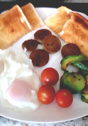 A picture of My White Pudding Breakfast. 😀.