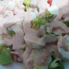 A picture of Avocado and watermelon salad.