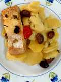 Baccalà al forno su letto di patate