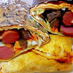 A picture of Beef and chicken Sausage shawarma combo.