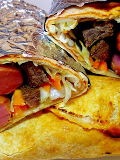 A picture of Beef and chicken Sausage shawarma combo.