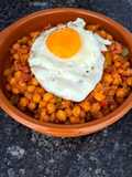 Garbanzos fritos...!!!Con Pimientos, jamón, Bacon y huevo 🍳