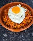 Garbanzos fritos...!!!Con Pimientos, jamón, Bacon y huevo 🍳