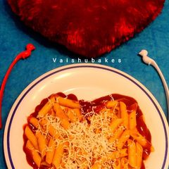 A picture of Valentine's Day special Red Sauce Penne Pasta.