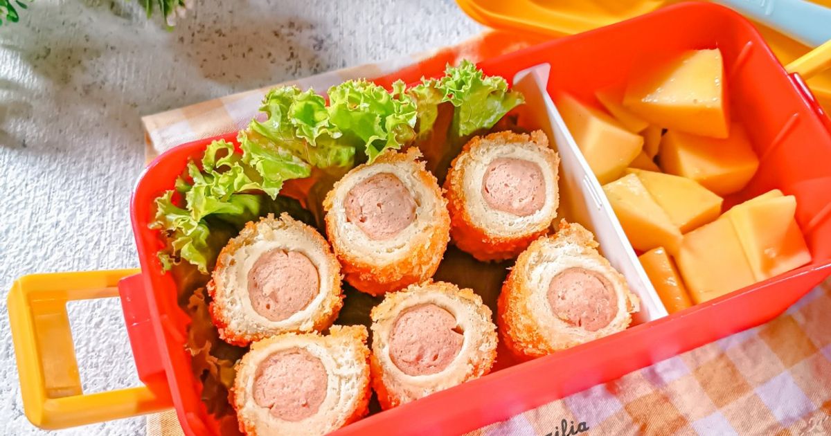 Roti Tawar Gulung Sosis (Bekal Sekolah)